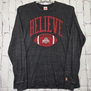 Homage Ohio State Buckeyes Believe Football Long Sleeve Shirt Gray XL Tri-Blend